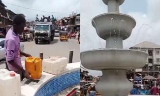 Nigerians Knock Anambra Governor Soludo As Video Shows Man Fetching Water With Gallons To Fill Newly Inaugurated Water Fountain
