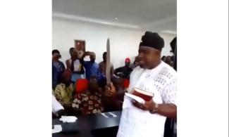 Ekiti Local Council Boss Swears In Supervisors, Advisers Using ‘God Of Iron’ As Appointees Take Oath Of Allegiance