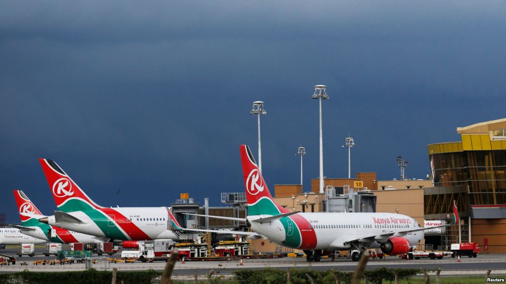 Kenya Airways planes are seen parked at the Jomo Kenyatta International airport near Kenya&#039;s capital Nairobi, April 28, 2016