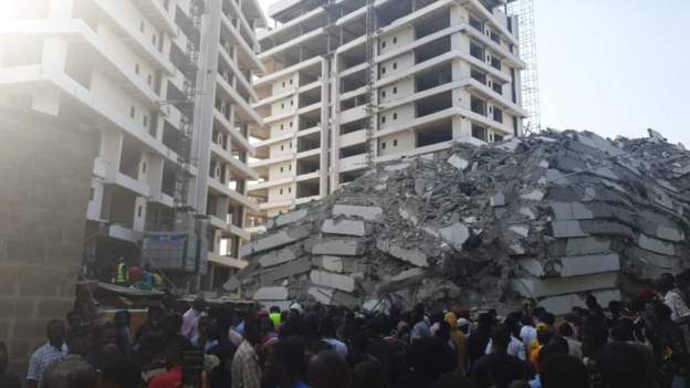 Nigerian Agency, NEMA Rescues Two From Collapsed 21-Storey Building, Says Casualties Still Unknown