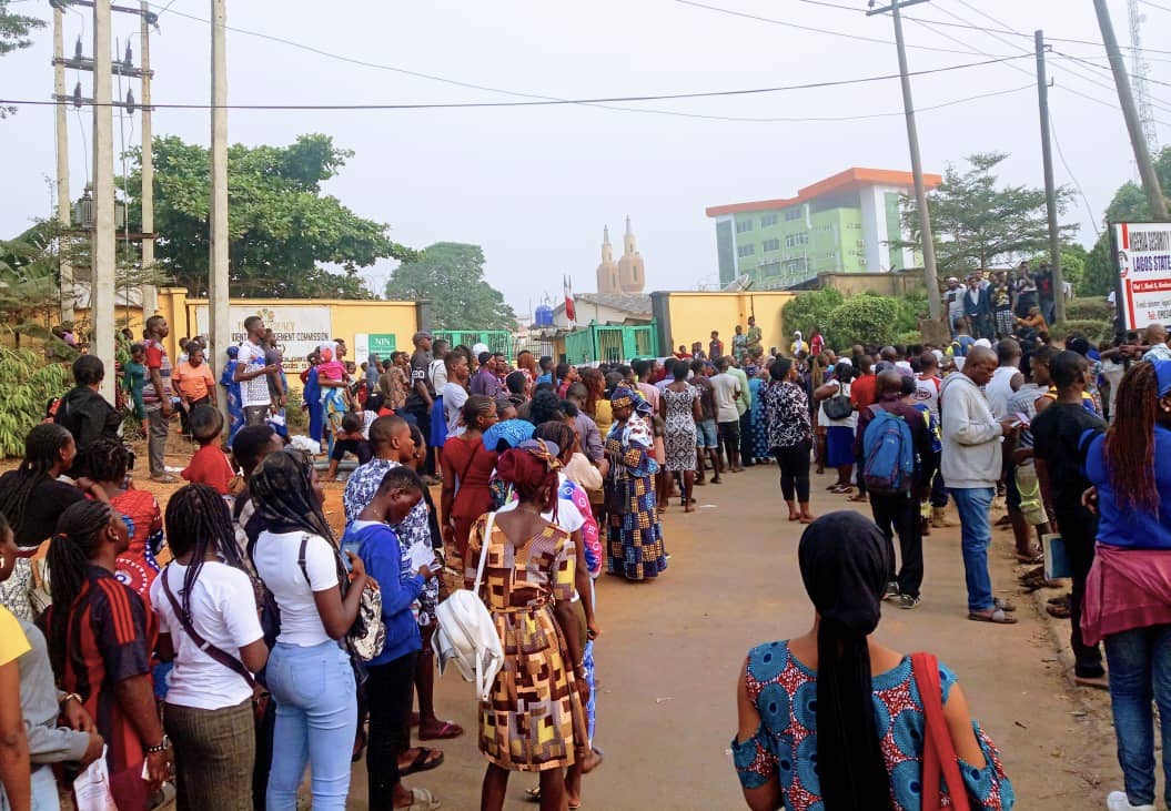 File Photo: Nigerians queuing to register for the national identity card at the National Identity Management Commission (NIMC) office in Alausa, Ikeja.