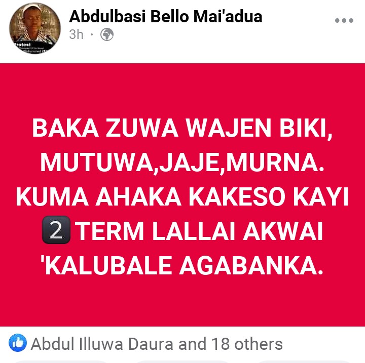 The allege Facebook Post by Abdul basid Bello Mai’adua