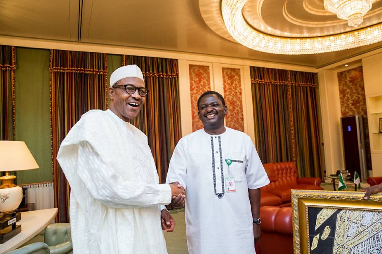 President Buhari and Femi Adesina.