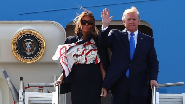 President Donald Trump And First Lady Melania Trump Arriving London