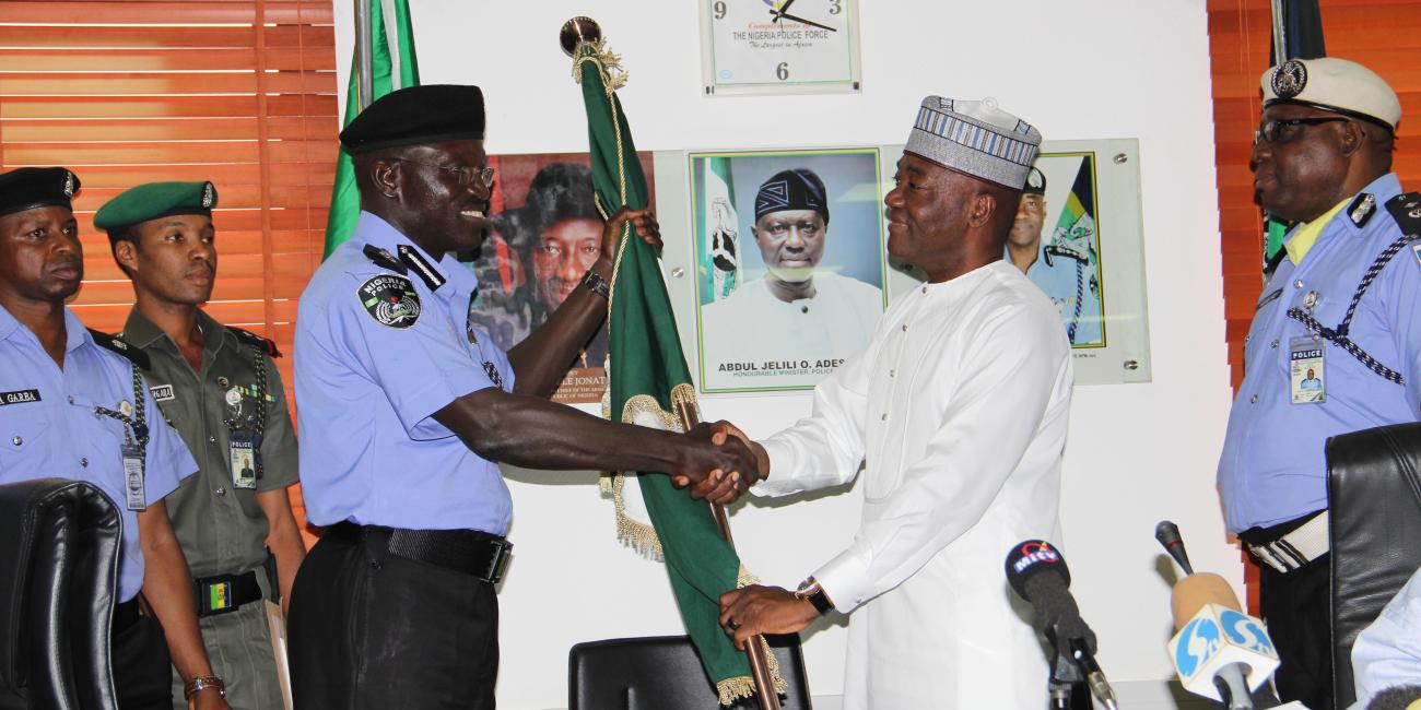 IGP Suleiman Abba Receiving the Police Standard from his Predecessor