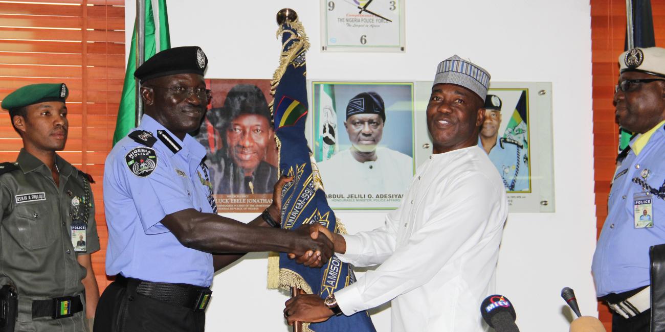 IGP Suleiman Abba Receiving the Police Standard from his Predecessor