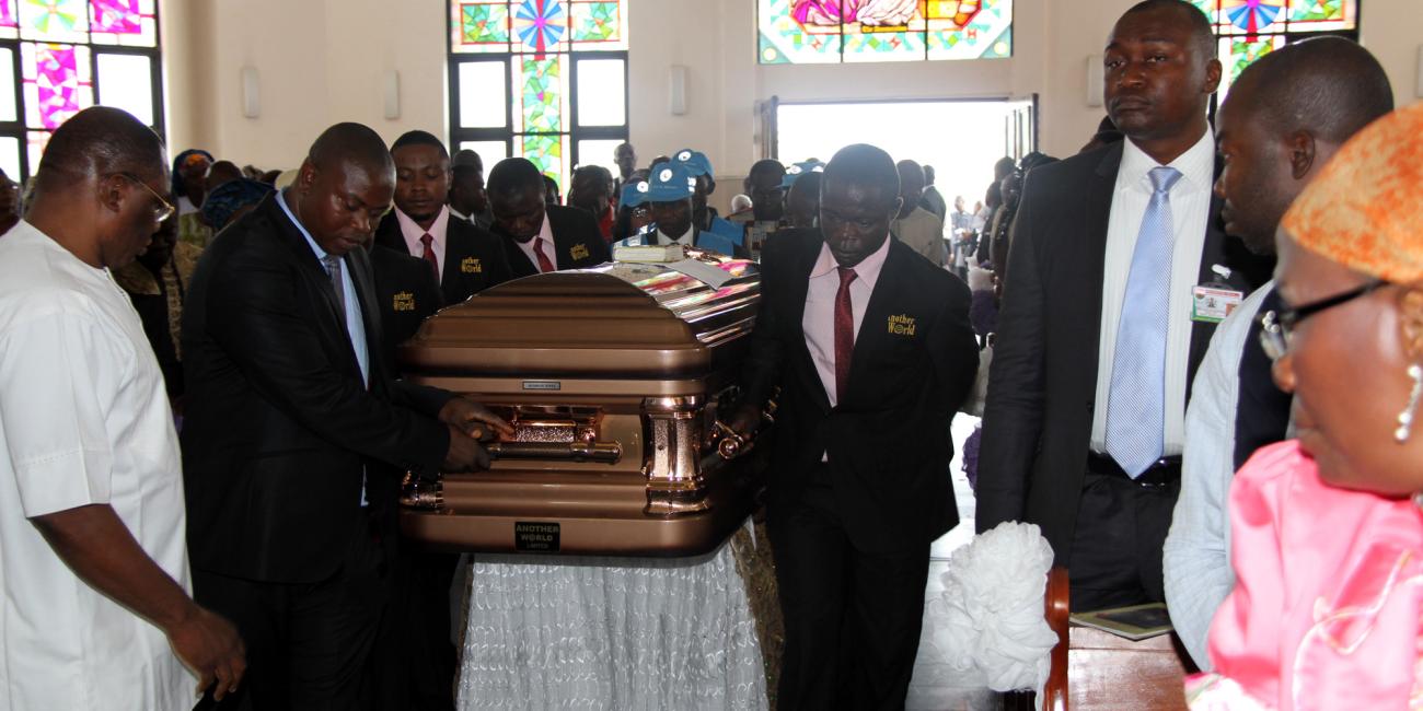 Body of late Dora Akunyili arriving at the church