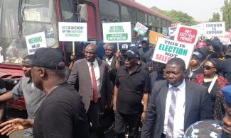 PDP Protesters Deliver Petition Over Alleged Rigging To Nigerian Electoral Commission, INEC In Abuja
