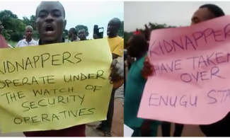 Commercial Drivers Protest Attacks, Abductions By Hoodlums Suspected To Be Herders Along Major Road With Military, Police Checkpoints In Enugu
