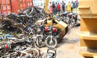 Lagos State Government Crushes Over 1500 Seized Motorcycles Over Violation Of Traffic Laws