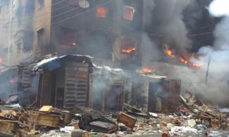 BREAKING: Fire Destroys Popular Dosunmu Market In Lagos, Second Time In One Month 