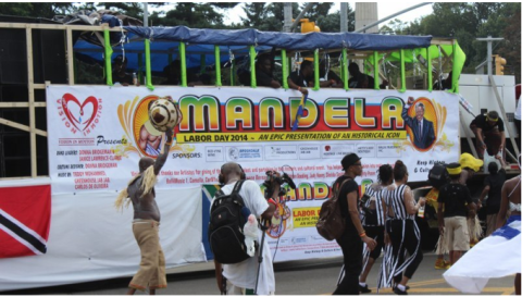 Mandela banner on truck at Labor Day Parade NYC