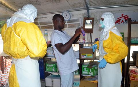 Health workers treating Ebola