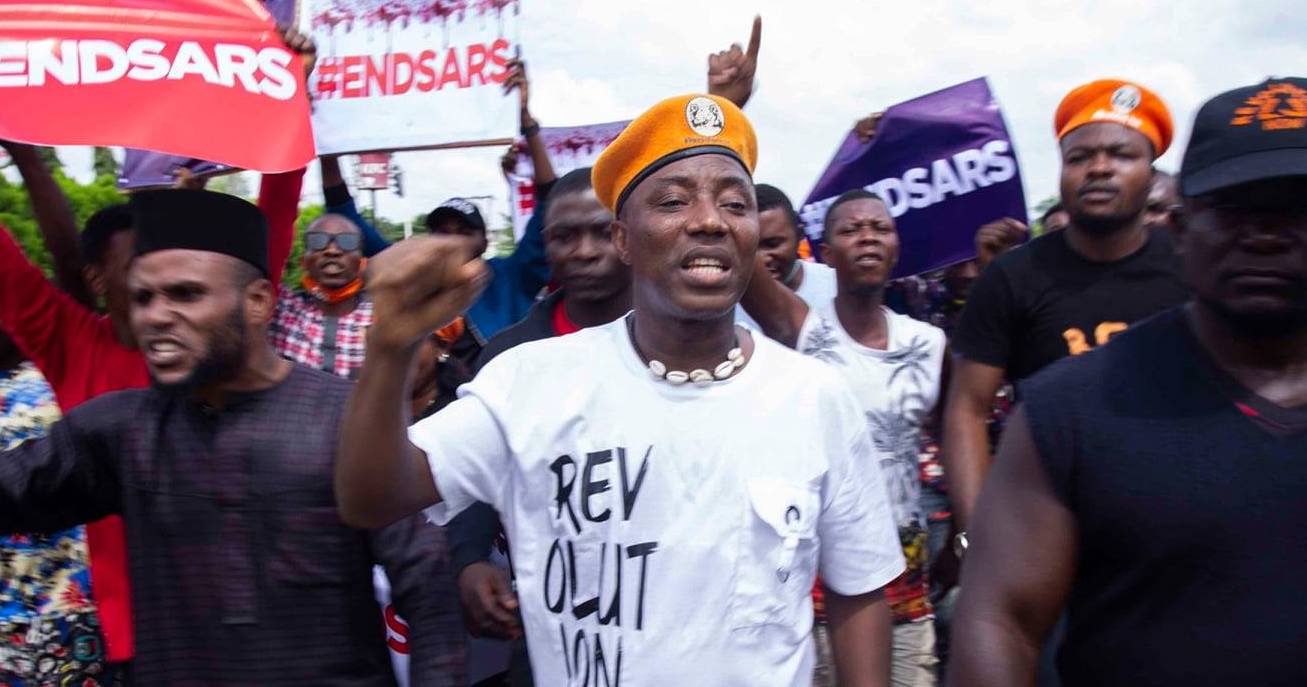 Omoyele Sowore during #EndSARS protest in Abuja.