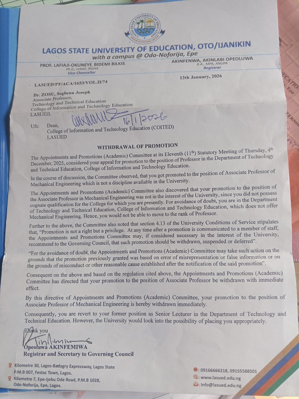 Lagos State University of Education (LASUED) 