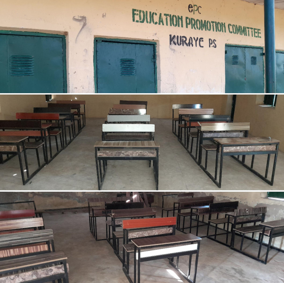  Kuraye Primary School, displaying 60 chairs delivered instead of 120 furniture; Photo Credit: Lukman Abdulmalik.