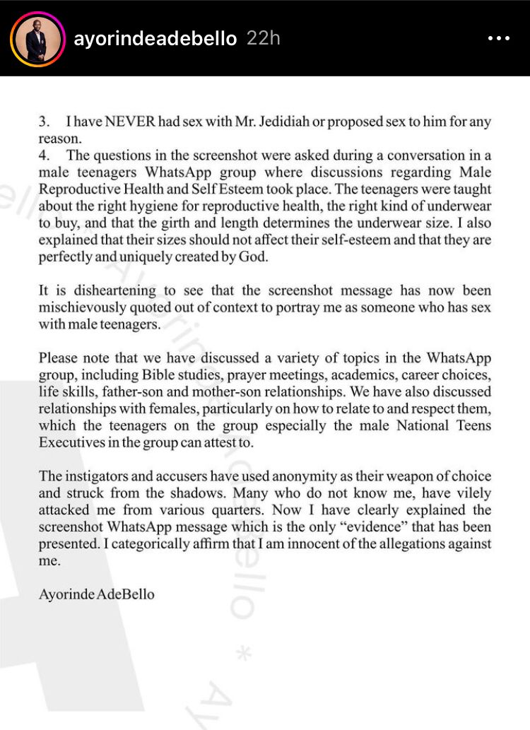 Suspended RCCG Pastor Fights Back Against Scandal, Claims Sexual Health Discussion Misconstrued as Misconduct