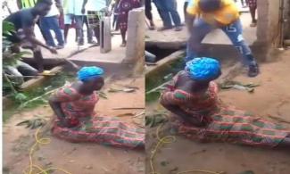 Disturbing Video Shows Nigerian Community Assaults, Brutalises Widow Accused Of Being A Witch By Brother-in-law 