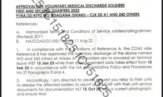 EXCLUSIVE: 243 Nigerian Soldiers Tender Resignation Letters To Chief Of Army Staff, Yahaya Over Corruption, Low Morale, Others