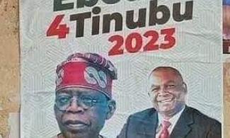 Posters Showing PDP’s Senatorial Candidate, Chimaroke Nnamani Campaigning For APC’s Tinubu, Flood Enugu