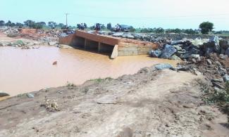 One of the collapsed culverts connecting Gombe and Bauchi
