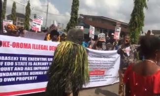 Edo State Residents Protest Demolition Of Houses By Governor Obaseki’s Administration Despite Restraining Court Order
