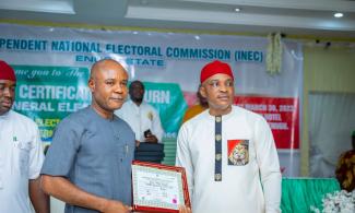 Drama As Enugu Governor-Elect, Police Commissioner, Others Flee During INEC Presentation Of Certificates Of Return Over Loud Bang