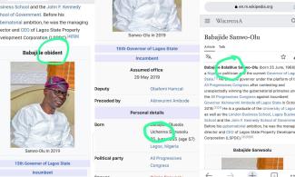 He's Now Uchenna Sanwo-Olu – Online Users Edit Lagos Governor's Wikipedia Account, Claim Igbo Connections
