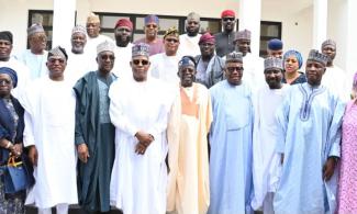 Vice President, Akpabio, State Governors Throng Tinubu's Residence In Lagos On 'Solidarity Visit' 