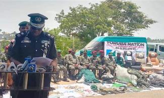 Nigerian Police Parade 21 Alleged 'Yoruba Nation' Agitators Over Invasion Of Oyo Government Secretariat