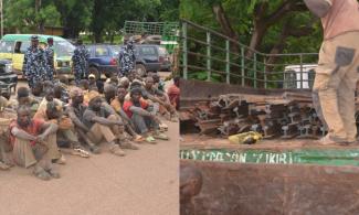 Nigerian Army Arrests 47 Vandals Of Kaduna Railway Tracks Loaded In Two Trucks 