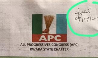 APC Party In Kwara Releases Result Sheets Dated 'April' For Primaries Conducted In July