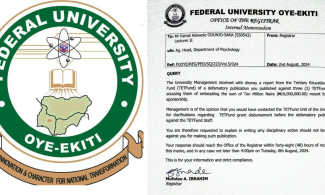 Nigeria’s Federal University Oye-Ekiti Suspends Lecturer After Accusing TETFund Workers Of N10Million PhD Scholarship Fraud