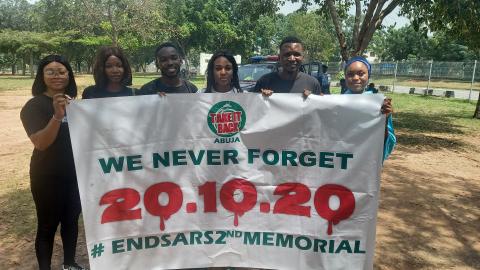 Activists Mark #EndSARS Two Years’ Memorial In Abuja, Demand Release of Detained Protesters Nationwide