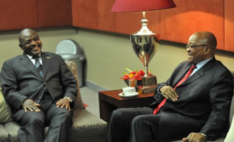 South Africa's President Jacob Zuma and President Pierre Nkurunziza of Burundi