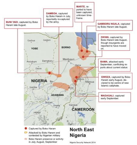 A map of Boko Haram’s territorial gains